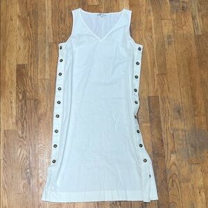 Madewell White Sleeveless Dress with Button Accents